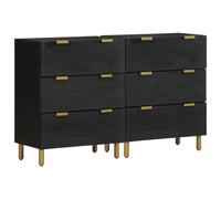 vidaXL Sideboards 2 pcs Black 60x33x75 cm Engineered Wood