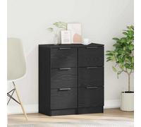 Vidaxl Sideboards 2 Pcs Black Oak 30 X 30 X 70 Cm Engineered Wood