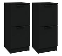 vidaXL Sideboards 2 pcs Black 30x30x70 cm Engineered Wood