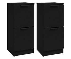 vidaXL Sideboards 2 pcs, Cabinet for Living Room, Cupboard for Hallway, Highboard Home Organiser, Modern Style, Black Engineered Wood