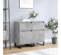 (concrete grey, 2 pcs) vidaXL Sideboards Storage Cabinet Cupboard 2 pcs Smoked Oak Engineered Wood