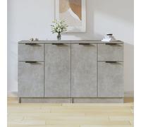 Sideboard Concrete Grey Engineered Wood 60x30x70 cm 2pcs Minimalist Storage Unit