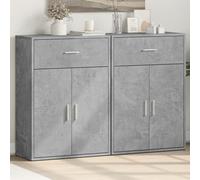 vidaXL Sideboards Storage Cupboard Cabinet 2 pcs Concrete Grey Engineered Wood