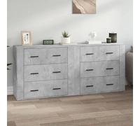 (concrete grey) vidaXL 2x Sideboards Engineered Wood Cupboard Storage Cabinet Multi Colours