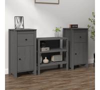 vidaXL Sideboards 2 pcs Grey 40x35x80 cm Solid Wood Pine