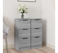 vidaXL Sideboards 2 Pcs Grey Sonoma 30X30X70 Cm Engineered Wood, Grey