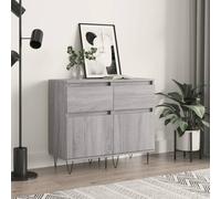 (grey sonoma, 2 pcs) vidaXL Sideboard Storage Cabinet Cupboard Side Cabinet White Engineered Wood