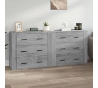 (grey sonoma) vidaXL 2x Sideboards Engineered Wood Cupboard Storage Cabinet Multi Colours