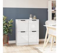 Vidaxl Sideboards 2 Pcs High Gloss White 30X30X70 Cm Engineered Wood