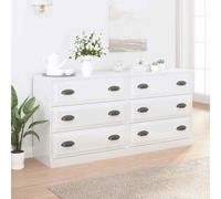 vidaXL Sideboards 2 pcs High Gloss White Engineered Wood 02 UK HOT