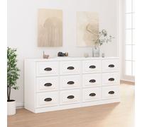 vidaXL Sideboards 2 pcs High Gloss White Engineered Wood UK NEW