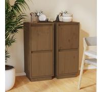 (honey brown, 2) vidaXL 1/2x Solid Wood Pine Sideboard Side Storage Door Cabinet Multi Colours