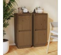 Vidaxl Sideboards 2 Pcs Honey Brown 31.5X34X75 Cm Solid Wood Pine Sideboards