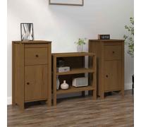 vidaXL Sideboards 2 pcs Honey Brown 40x35x80 cm Solid Wood Pine UK