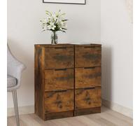 vidaXL Sideboards 2 pcs Smoked Oak 30x30x70 cm Engineered Wood UK NEW