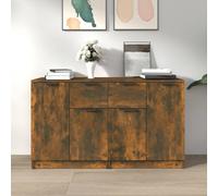 vidaXL 2x Sideboards Smoked Oak Engineered Wood Home Organiser Storage Cabinet