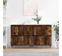 (smoked oak) vidaXL Sideboards Side Cabinet Storage Cabinet 2 pcs White Engineered Wood