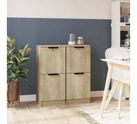 Vidaxl Sideboards 2 Pcs Sonoma Oak 30X30X70 Cm Engineered Wood