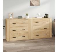 Vidaxl Sideboards 2 Pcs Sonoma Oak Engineered Wood, Brown