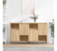 vidaXL Sideboards 2 pcs Sonoma Oak Engineered Wood, Brown