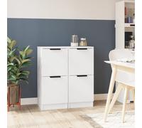 vidaXL Sideboards 2 pcs White 30x30x70 cm Engineered Wood