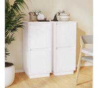 (white, 2) vidaXL 1/2x Solid Wood Pine Sideboard Side Storage Door Cabinet Multi Colours