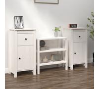 vidaXL 2x Solid Wood Pine Sideboards White Cabinet Cupboard Home Organiser
