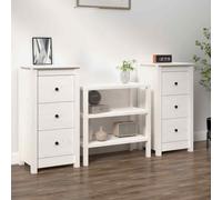 vidaXL Sideboards 2 pcs White 40x35x80 cm Solid Wood Pine UK HOT