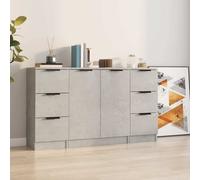 vidaXL Sideboards 3 pcs Concrete Grey Engineered Wood 01 UK HOT