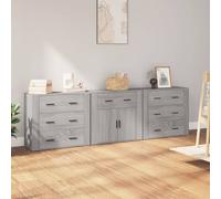 vidaXL Sideboards 3 pcs Grey Sonoma Engineered Wood, Grey