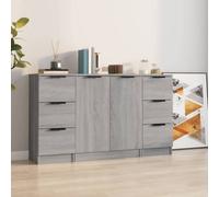 (Grey sonoma) vidaXL 3x Sideboards Engineered Wood Cabinet Home Organiser Multi Colours