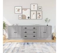 vidaXL Sideboards 3 pcs Grey Sonoma Engineered Wood