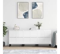 vidaXL Sideboards 3 pcs High Gloss White Engineered Wood, White