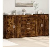 Vidaxl Sideboards 3 Pcs Smoked Oak 60X31X84 Cm Engineered Wood