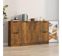vidaXL Sideboards 3 pcs Smoked Oak Engineered Wood