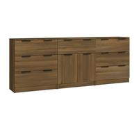 vidaXL Sideboards 3 Piece Brown Oak Engineered Wood Cupboard Storage Cabinet