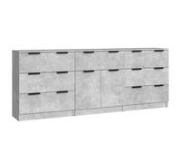 vidaXL Sideboards 3 Piece Concrete Grey Engineered Wood Cupboard Side Cabinet