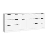 vidaXL Sideboards 3 Piece White Engineered Wood Storage Cabinet Home Organiser