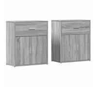 vidaXL Sideboards Cupboard Cabinet Highboard 2 pcs Grey Sonoma Engineered Wood