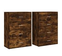 vidaXL Sideboards 2 pcs Smoked Oak 60x31x84 cm Engineered Wood, Brown