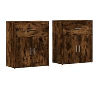 vidaXL Sideboards Cupboard Cabinet Highboard 2 pcs Smoked Oak Engineered Wood