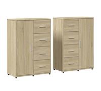 vidaXL Sideboards Cupboard Cabinet Highboard 2 pcs Sonoma Oak Engineered Wood