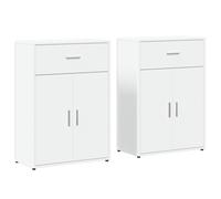 vidaXL Sideboards Cupboard Side Cabinet Highboard 2 pcs White Engineered Wood
