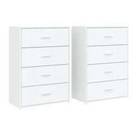 vidaXL Sideboards Cupboard Side Cabinet Highboard 2 pcs White Engineered Wood