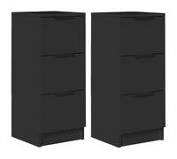 vidaXL Sideboards Side Cabinet Storage Cabinet 2 pcs Black Engineered Wood