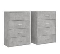 vidaXL Sideboards Storage Cupboard Cabinet 2 pcs Concrete Grey Engineered Wood