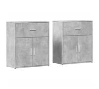 vidaXL Sideboards Storage Cupboard Cabinet 2 pcs Concrete Grey Engineered Wood