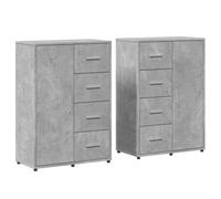 vidaXL Sideboards Storage Cupboard Cabinet 2 pcs Concrete Grey Engineered Wood