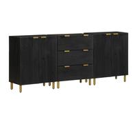 Sideboards Storage Cupboard Highboard 3 Piece Black Engineered Wood vidaXL
