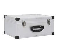 vidaXL Silver Aluminium ABS CD Storage Case - Compact and Lightweight - 60 CD Capacity with Lockable Design